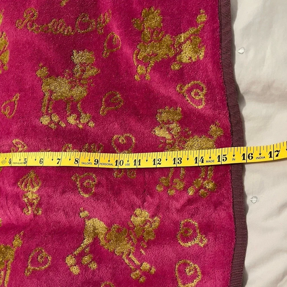Kitschy Poodle Cafe Towel Set Pink Gold Besana Italian Bath & Hand Pom Poms Glam